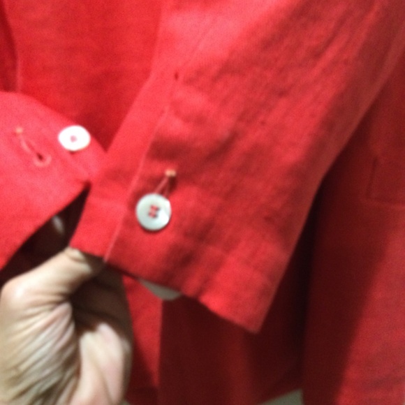 Liz Claiborne Vintage 100% ReD Linen Blazer with shoulder pads size 8 - Picture 6 of 9